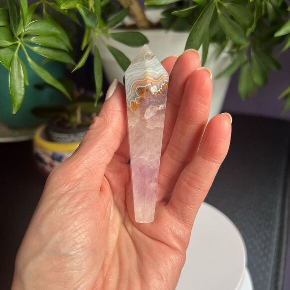 Amethyst Crazy Lace Crystal Wand (#11) - Picture 2 of 9